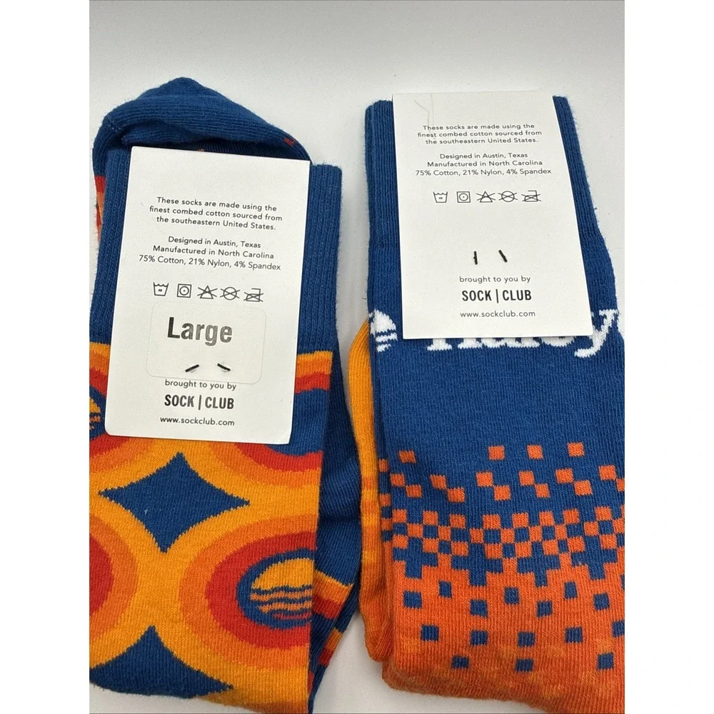 Halcyon Men's Socks Cotton/Nylon/Spandex Size Large-Orange,Blue,Red-Set  of2-NWT